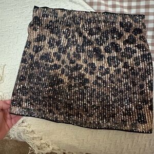 Source Unknown Black and Brown Sequin Mini Skirt